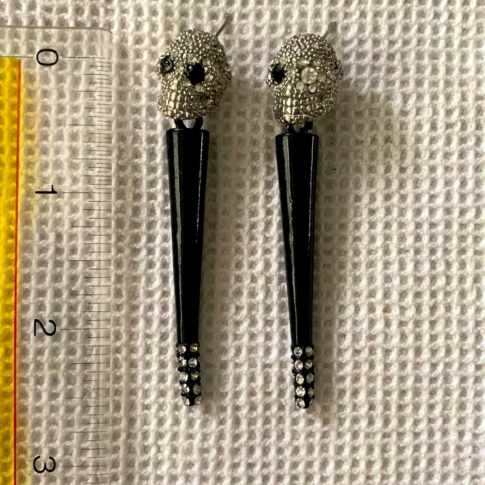 3 for $15 bundle No brand silver and black rhinestone skull dangling earrings